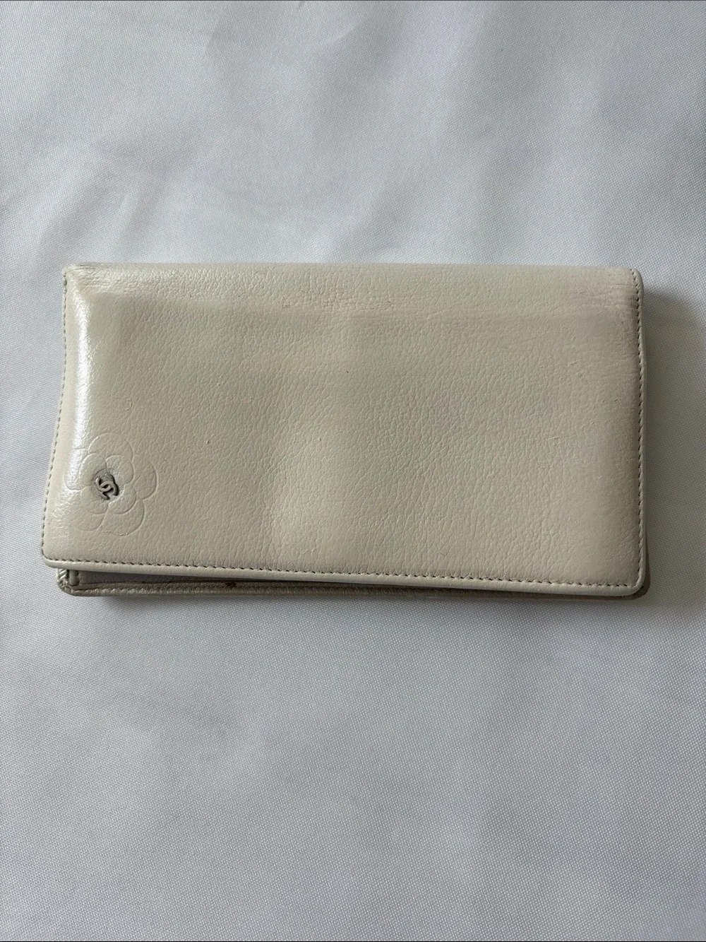 Authentic Vintage Chanel Camellia Long Flap Wallet (Restored/Repainted Exterior)